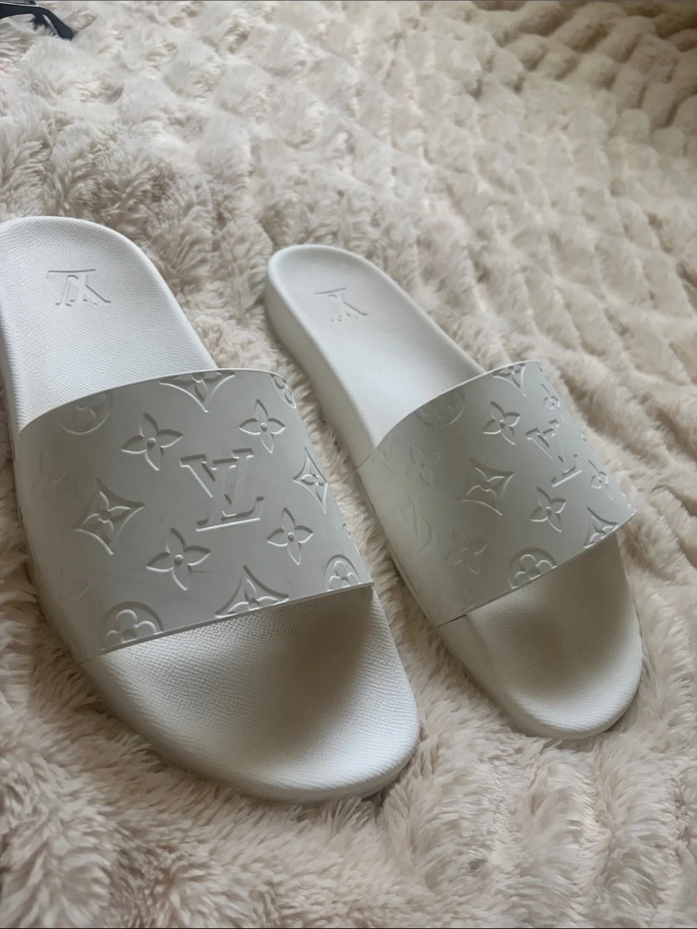 Louis Vuitton White Monogram Slide Sandals
